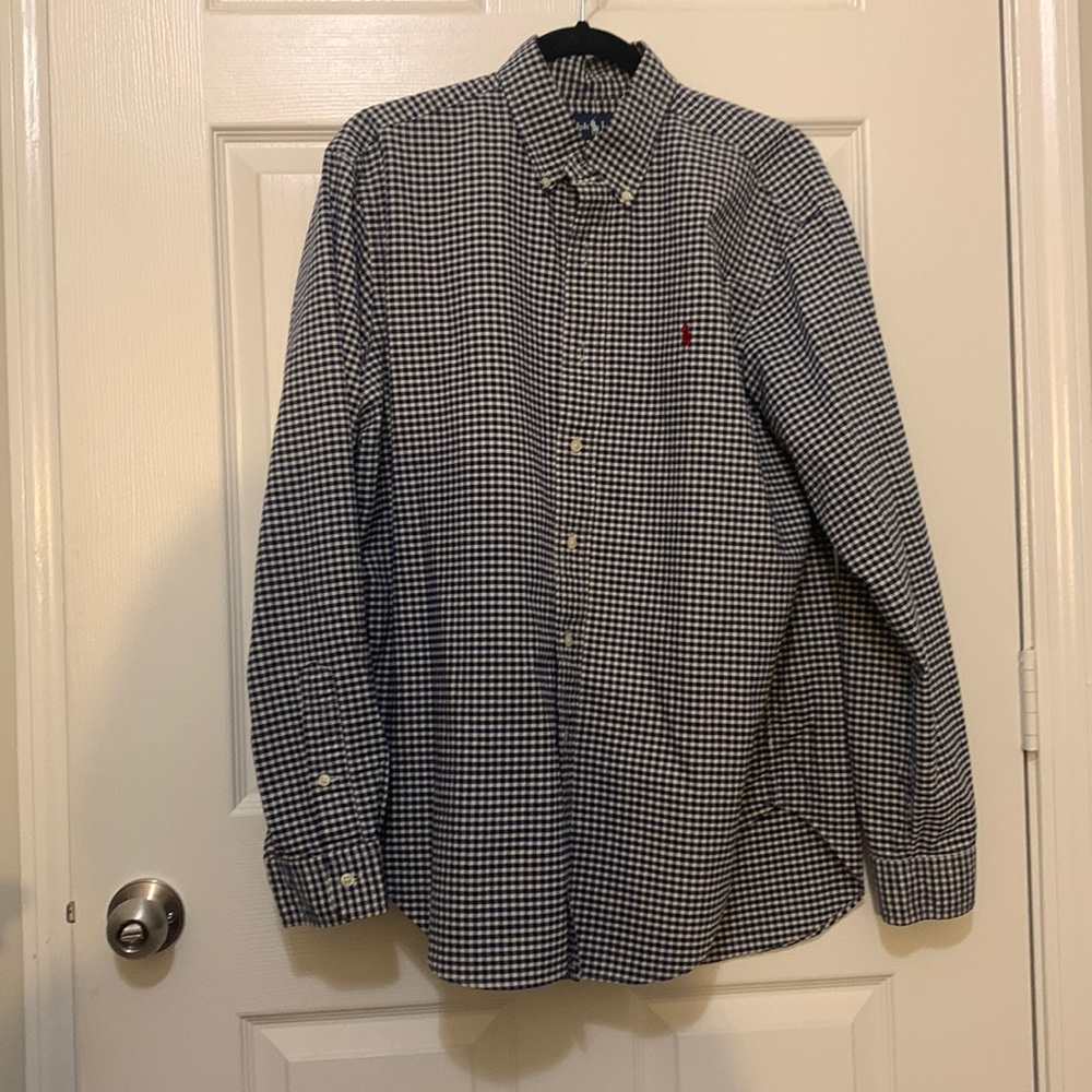 Mens POLO Ralph Lauren plaid button down shirt. Size Large